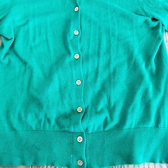 J CREW COTTON CARDIGAN TOP SWEATER GOLD BUTTONS S GREEN - Picture 4 of 8